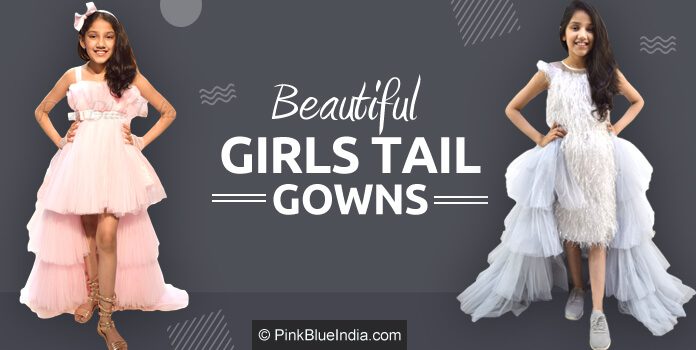 Girls Tail Gown, Birthday Party Long Dresses