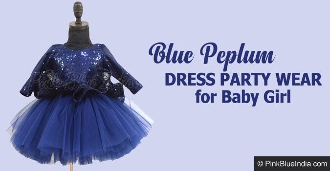 Blue Peplum Dress Party Wear for Baby Girl