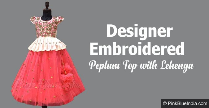 Girls designer peplum top with lehenga