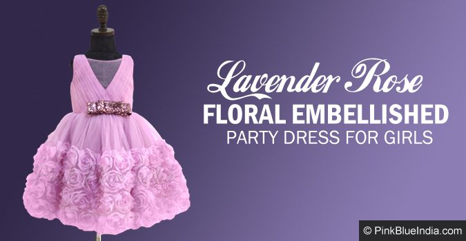 Girls Lavender Rose Floral Birthday Dress