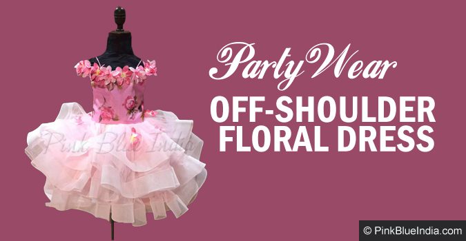 Kids Party Wear Off-Shoulder Floral Dress