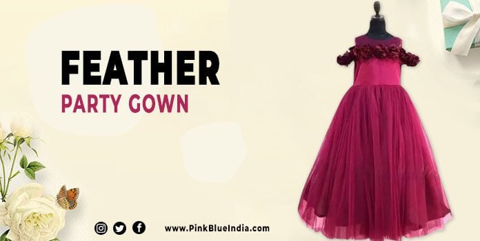 Feather Evening Party Gown for Baby Girl