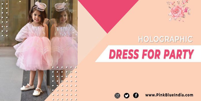 Kids Pink Holographic Dress for Birthday Party