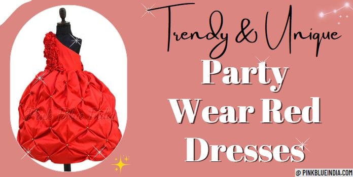 Girls Red Color Party Wear Dresses