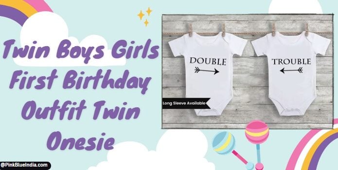 Twin First Birthday Outfit Twin Boys Girls Onesie Bodysuit