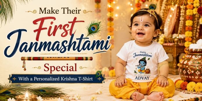 Personalized First Janmashtami Krishna T-shirt for baby