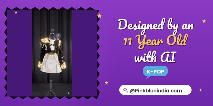 Hero bannerCustom K-Pop Demon Hunters costume designed by an 11-year-old using AI, handmade by Pink Blue India