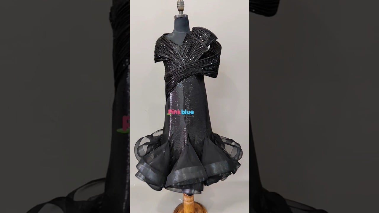 Celeb inspired Black Structured Mermaid Gown for Mother Daughter Combo