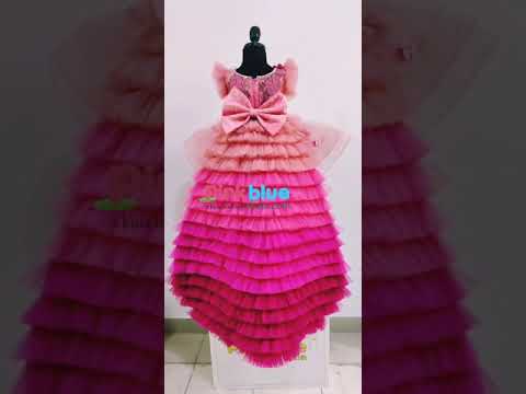 Pink High Low Birthday Party Floral Dress - Pink Tail Gown India