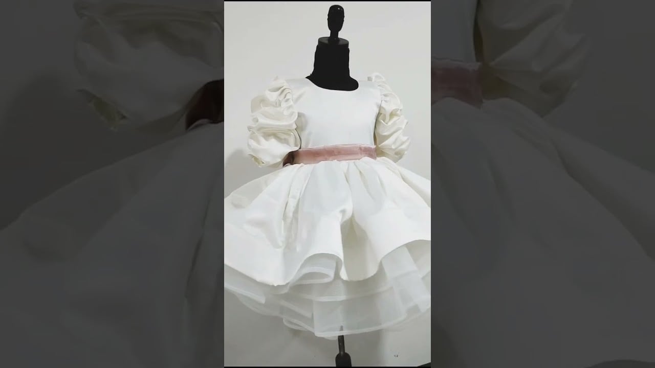 Ivory Birthday Dress for Little Girls – Blush Pink Bow Elegance