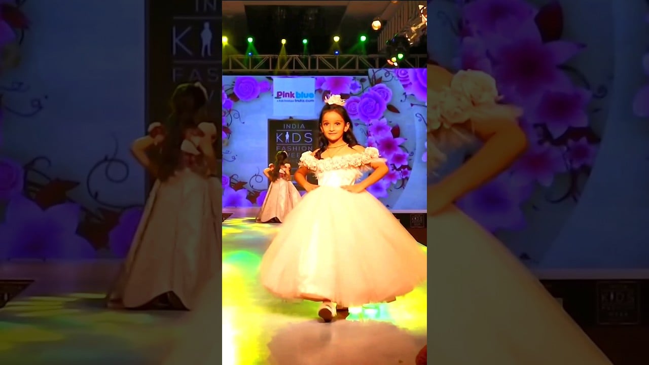 Cute Baby Girl Model on Ramp for Pinkblueindia in Peach Gown