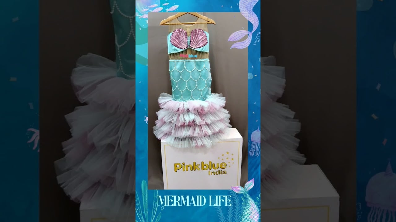 Little Mermaid Theme Party Wear Birthday Gown Underwater World Party Baby Girl Model Influencer Kiki