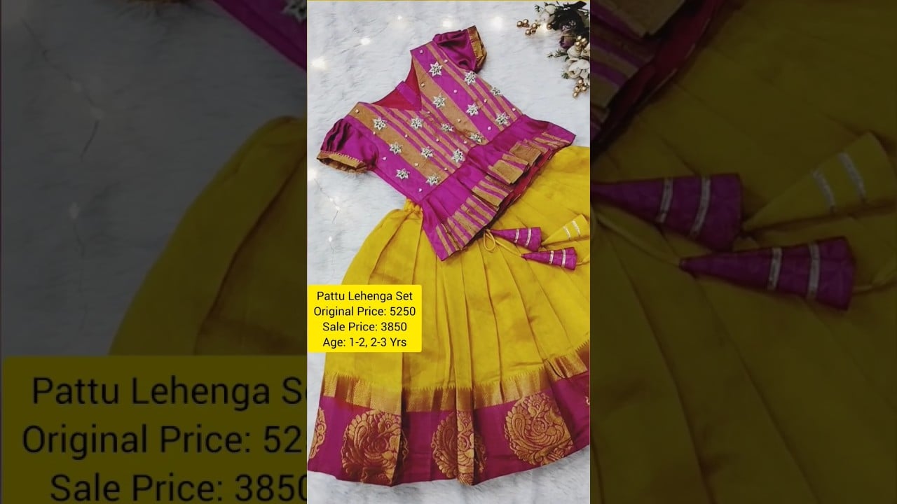 First Birthday Pattu Lehenga for Girls