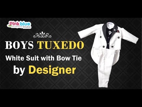Boys Tuxedo White Suit with Bow Tie by Designer