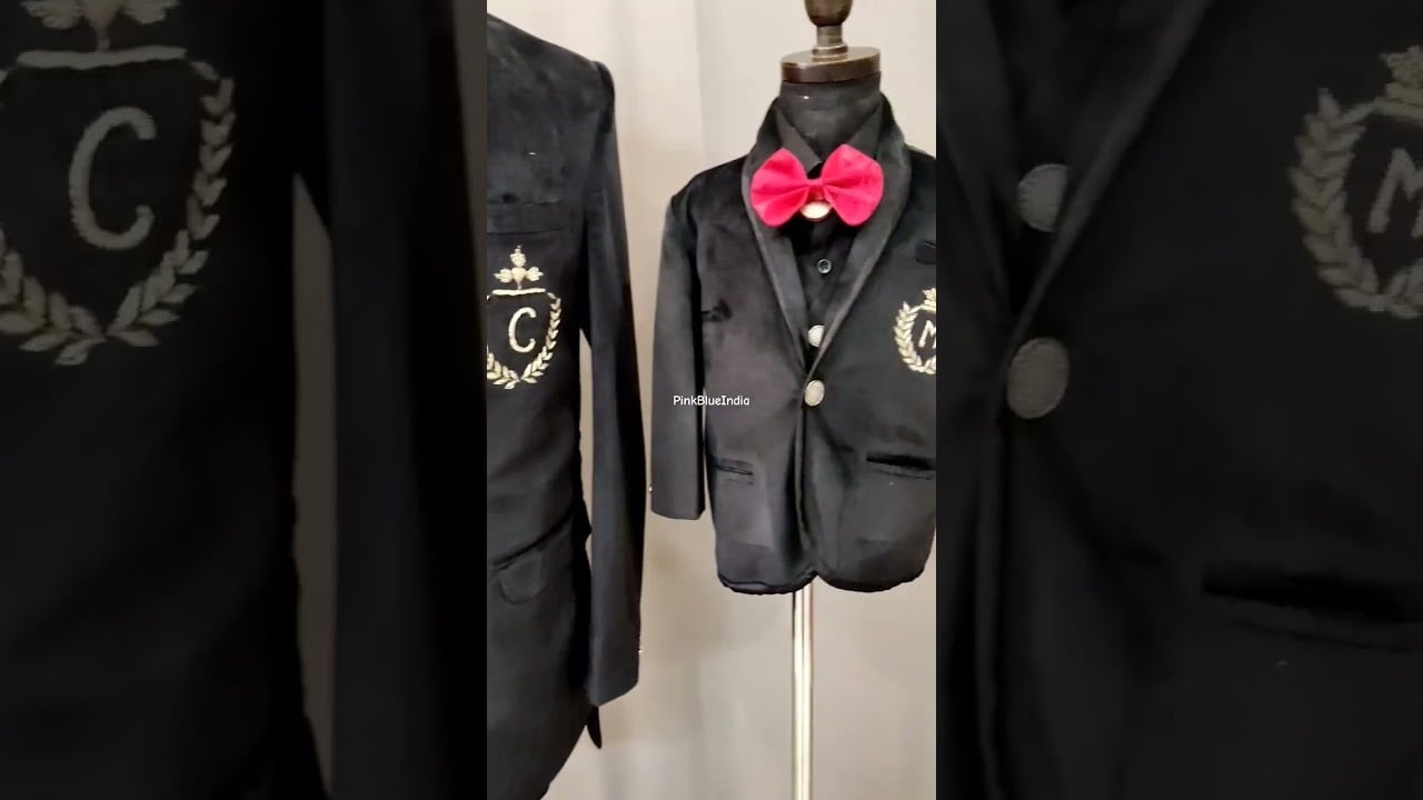 Father Son Suits Combo in Black Suede Velvet