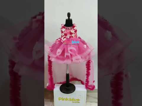 New Designer Party Wear Floral Gown | Pink Trail Gown for Kids