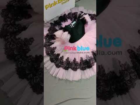 Birthday Party Wear Black and Pink Gown Dress By Pink Blue India