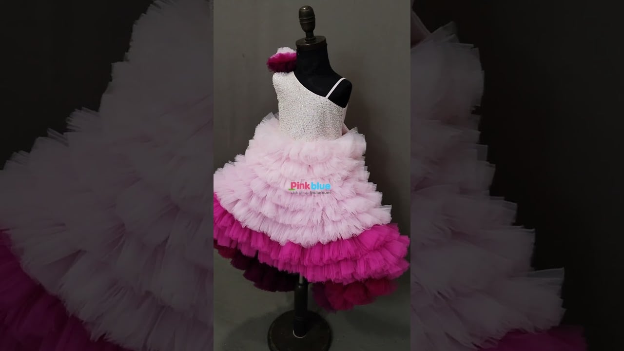 Pink Ombre Tail Gown for Birthday Girl Party