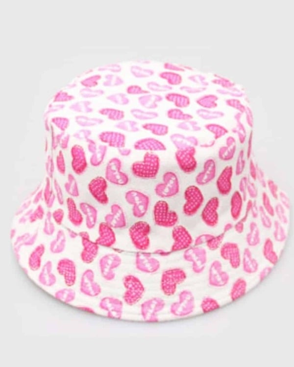 Pink heart print sun hat for baby girl, cute summer cap for daily wear and outings