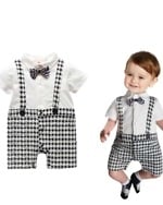 Black and white checks rompers for infants, stylish and cute for gifting or events