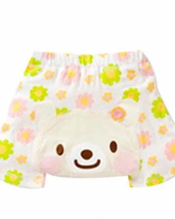 Baby cotton shorts floral print white bear design comfortable summer wear