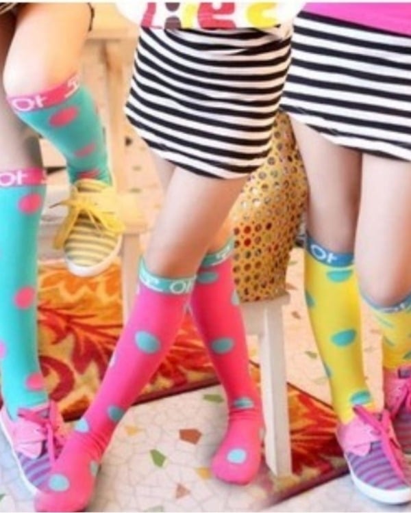 Polka dot long socks for kids, cute festival accessory