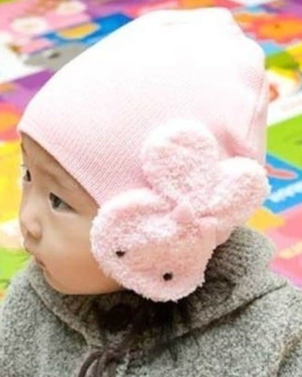Baby pink winter cap soft warm accessory gift idea