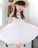 Fashionable white birthday party dress for baby girls, stylish and cute