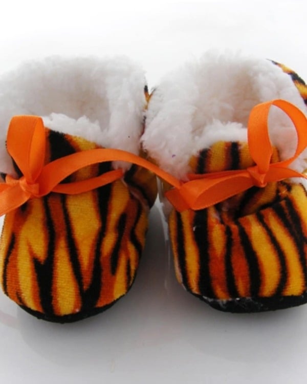 Orange and black warm boots for girls, stylish and comfy for winter parties or gifting