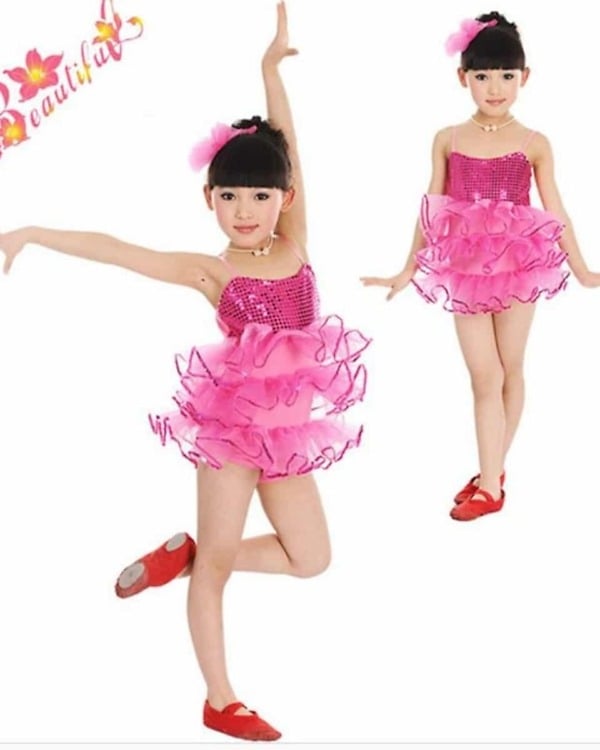 Pink dance costume for little girls, party wear, cute and stylish
