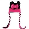 Pink Mickey crochet hat for baby girl, cute character winter cap for daily wear