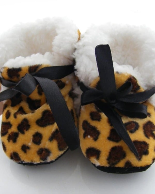 Yellow and brown warm shoes for baby girls, cute and stylish for winter gifting or festivals