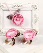 Baby barefoot sandals with pink flowers, stylish and cute for special occasions