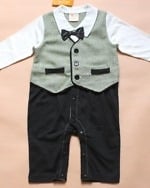 Black and white infant romper suit for boys, stylish and cute for parties or gifting