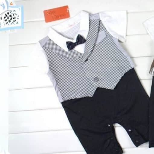 black-and-white-infant-romper-suit-with-check-tuxedo