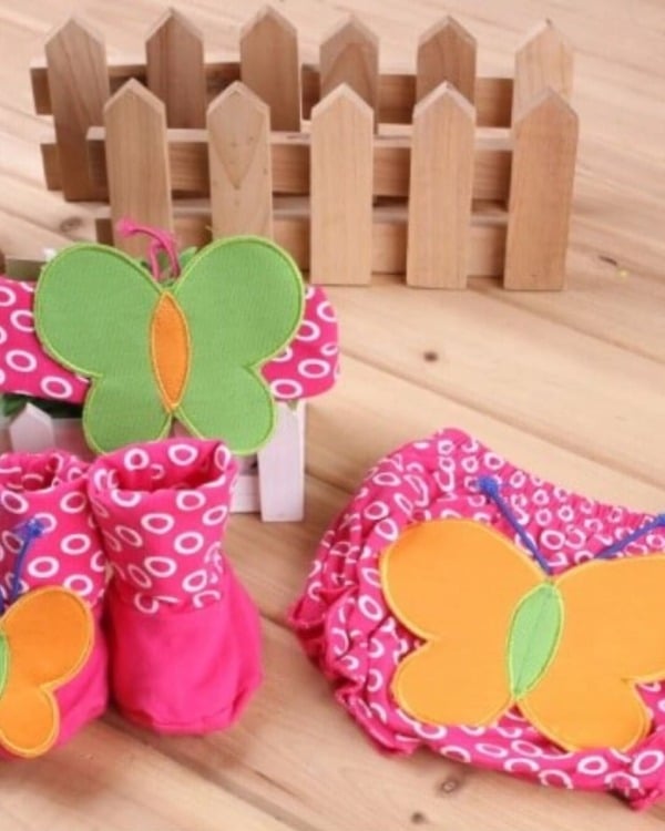 Infant diaper cover set pink butterfly design comfortable soft fabric daily use