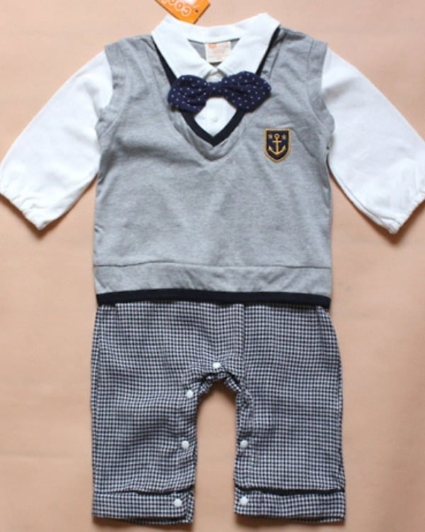 Grey and white formal kids wear for birthdays, stylish and cute for gifting or parties