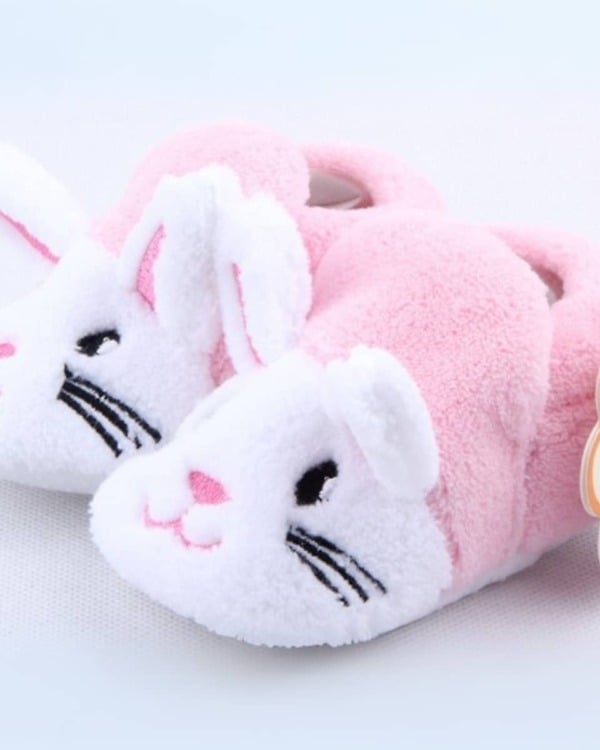 Pink and white warm shoes for baby girls, stylish and comfortable for winter events or gifting