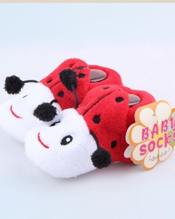 Red and white beetle shoes for girls, cute and stylish for birthday or festive occasions