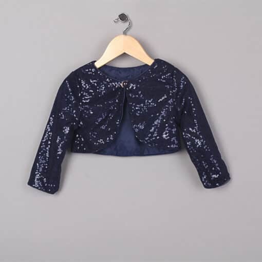 Baby Girl Wedding Occasion Wear Sequin Shrug in Navy Blue
