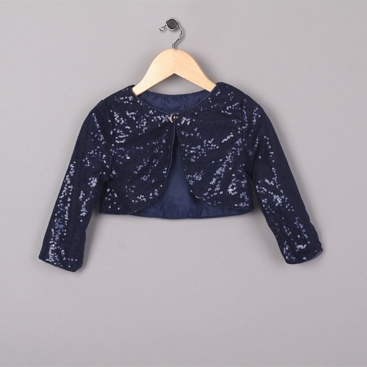 Baby Girl Wedding Occasion Wear Sequin Shrug in Navy Blue