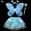 Sky blue 4-piece wing and wand set, cute birthday or festival costume for kids