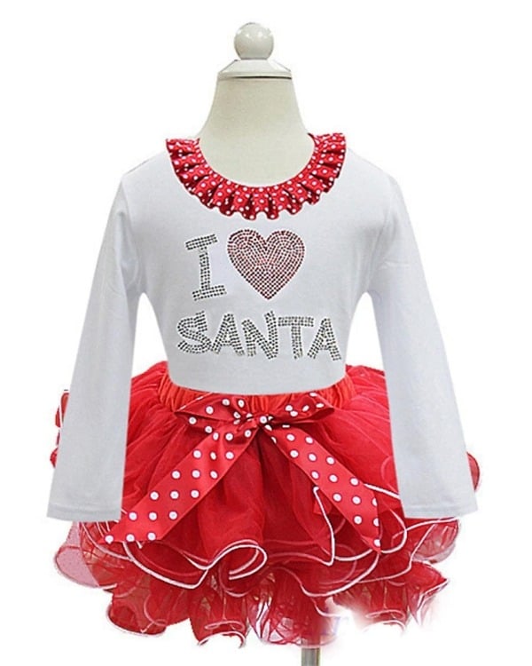 Red and white Christmas dress for babies, stylish holiday party wear
