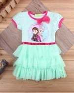 Pretty light green newborn girl frozen-themed dress, festive and cute