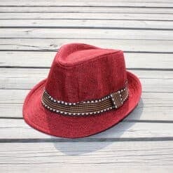 smart-red-infant-cap-with-brown-sweatband-for-kids