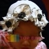 White baby cap with floral design soft cotton gift