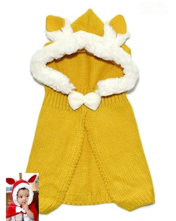Yellow white rabbit style toddler cap cute winter gift
