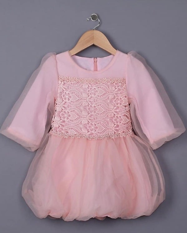 Baby peach net party dress, cute wedding or birthday outfit