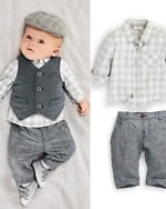 Gray romper with waistcoat for baby boys, stylish for special occasions
