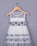 Posh white net birthday dress for baby girls, cute party gown